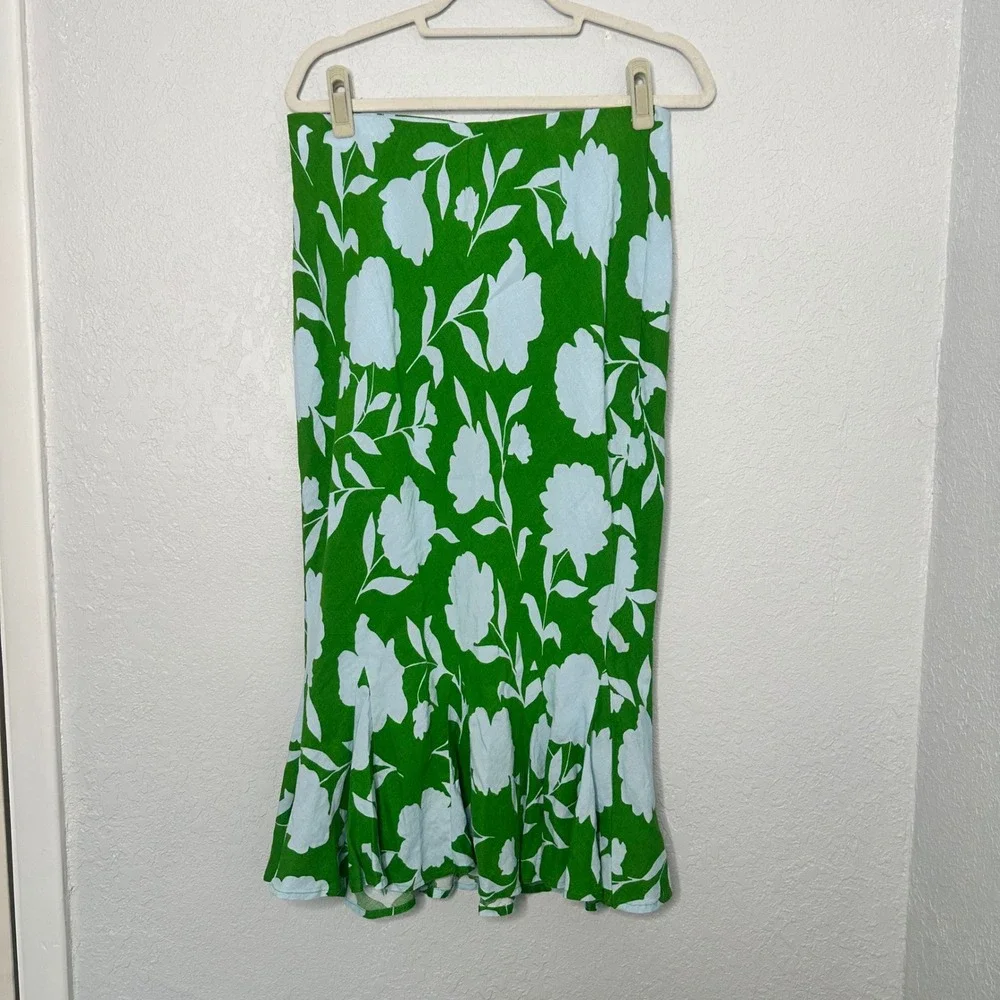 kate spade Green and White Floral Midi Skirt